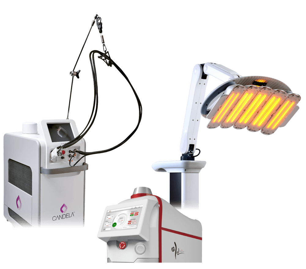 「アレキサンドライトレーザー・YAGレーザー」「MIINレーザー」「医療用LED光治療機器」